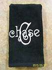 ONE PERSONALIZED MONOGRAM FINGERTIP TOWEL HAND GUEST BLACK COLOR NEW