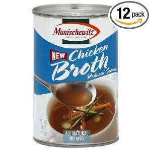 Manischewitz Reduced Sodium Chicken Broth, 14 Ounce Cans (Pack of 12)