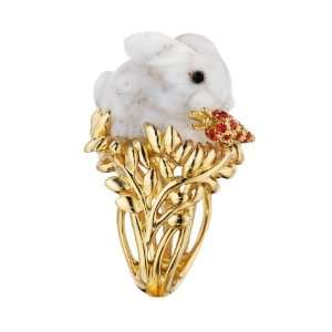 Mimi So Carved Opal & Gem Set Bunny Ring: Jewelry
