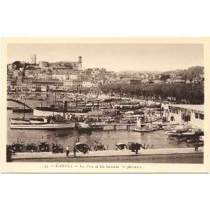  1930s Vintage Postcard View of the Port   Cannes France 