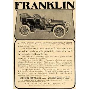  1906 Ad H.H. Franklin Type D Antique Touring Car Price 