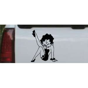 Black 8in X 6.8in    Betty Boop Leg Kicked Up Cartoons Car Window Wall 