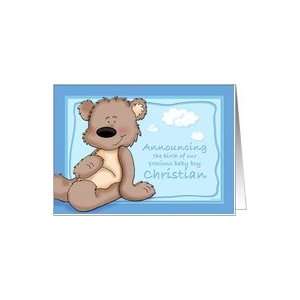  Christian   Teddy Bear Birth Announcement Card Health 