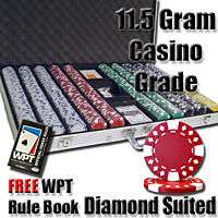 1000 Diamond Suited Poker Chip Set 12.5 Grams WPT Book  
