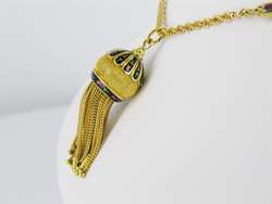 14kt Yellow Gold Enamel Tassle Necklace  
