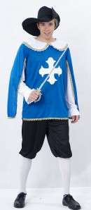 MENS DELUXE BLUE MUSKETEER COSTUME 3 PIECE SIZE M/L NEW  