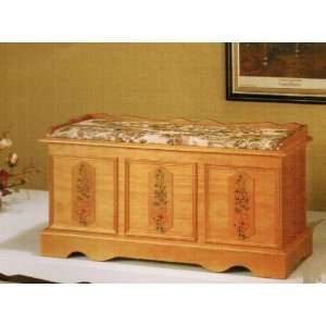  Light oak finish cedar chest with padded top: Home 