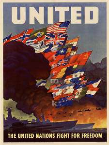 World War II Poster United Nations   Freedom 18x24  