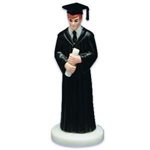    Boy Graduation Cake Topper Figure   Black Robe 