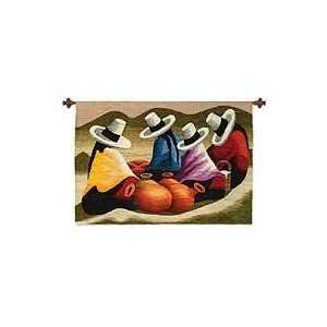  NOVICA Wool tapestry, Clay Jar Merchants