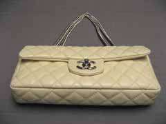 Chanel Ivory White Quilted Distressed Lambskin Single Flap Silver 