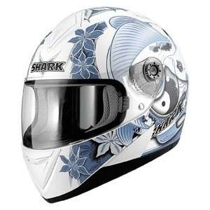   Ikebana Full Face Motorcycle Helmet Matte White/Blue Extra Small XS