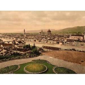  Travel Poster   Cityscape view looking toward cathedral Florence 