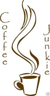 Coffee Junkie wall quote word letter art decor  