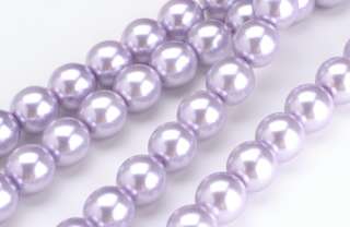 75 Soft Lavender Round Glass Pearl Beads 8MM  