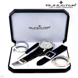 Wonderful Set   BLINGSTER Brand New Gents Watch With Genuine 
