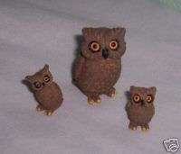 Owl Figurines (3), Birds, Hoot , Screech & Spotted Owl  