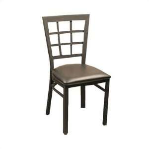    Lattice Back Metal Chair Vinyl: Adobe White: Furniture & Decor