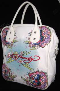Ed Hardy White Ines Beautiful Ghost Tote Bag Purse New  