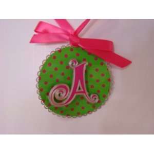  Adornments Hanging Hot Pink & Lime Green Letter A 