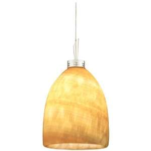   Pendant with Quick Jack Adapter, Satin Nickel with Amber Onyx Shade