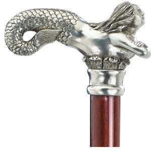   Italian Collectible Mermaid Pewter Walking Stick