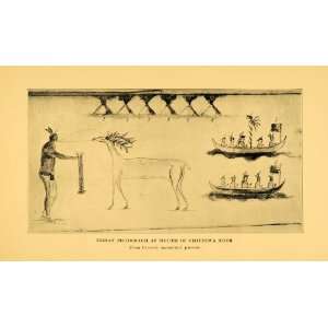 1928 Print Carver Indian Pictograph Chippewa River   Original Halftone 