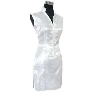  Chinese Silk Sleeveless Short Dress White S 4: Everything 