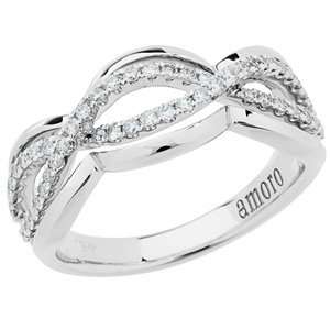    0.34 Carat 18kt White Gold Ribbon Design Diamond Ring: Jewelry
