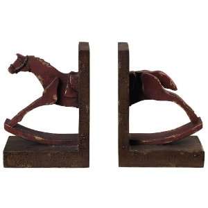   Home Antique Replica Red Rocking Horse Bookends
