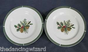 Wintergreen Fairfield China Salad Plate Plates Holly Berries Pinecones 