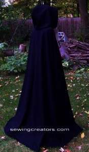 Black Hooded Wool Cloak Medieval Cape Bridal Wicca SCA  