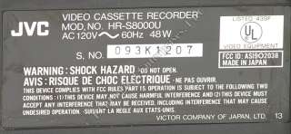 JVC HR S8000U Super VHS (SVHS S VHS) Digital VCR NICE  