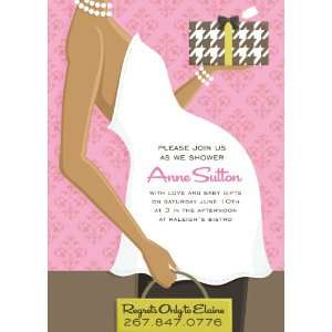    Belly Baby Shower   Pink (Afr. Amer) Invitations: Home & Kitchen