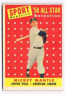   Mantle Sport 58 All Star Selection Card #487   Must See!!  