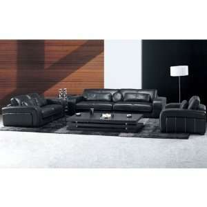  Tosh Furniture Afragola Black Leather Living Room Set 