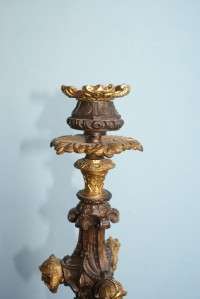 Antique French Louis Philippe bronze and patinated bronze candelabra 