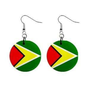  Guyana Flag Button Earrings 