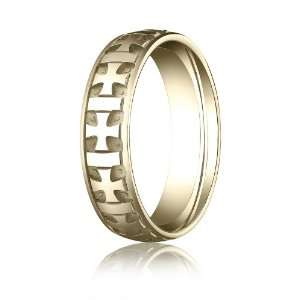   Yellow Gold 6mm Comfort Fit Gaelic Cross Carved Design Band Size 11.5