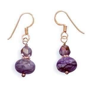  Purple Agate Czech Glass and Copper Earrings Jewelry