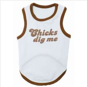  Chicks Dig Me Dog T Shirt in Blue / Brown Size: X Large 