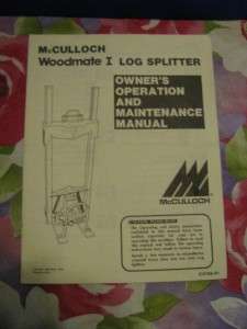 McCulloch Woodmate I Log Splitter Owners Manual  