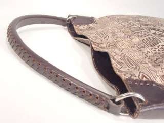 AMANKAI SF Argentina Lg Ethnic Motif Leather Handbag  