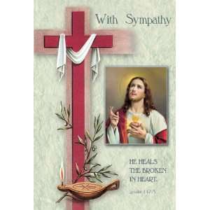 Religious Sympathy Cards   Sacred Heart of Jesus   Laminated with Gold 