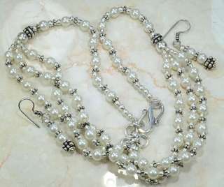 RIVER PEARL NECKLACE/EARRINGS SET; T1934  