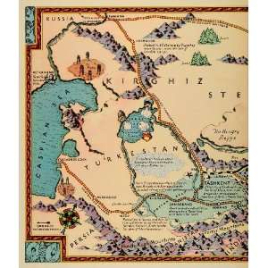   Geography Map Siberia Turkestan   Original Color Print