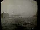 1909 EAST RIVER NEW YORK NY BRIDGE REAL PHOTO GLASS SLI