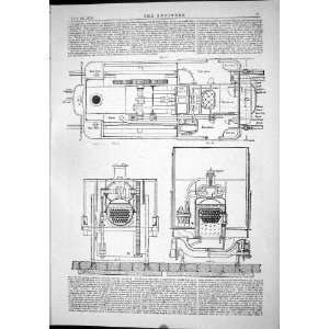  Engineering 1874 Diagram Boiler Machinery Tank Filler 