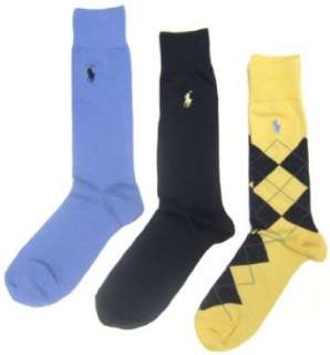   Three Mens Dress Socks Yellow, Blue, Argyle (Size 10 13) Clothing