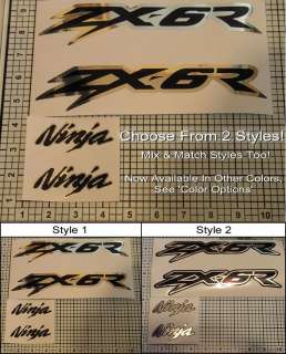 ZX6R Decals Ninja Chrome Package of 4 Decals, 2 Styles  